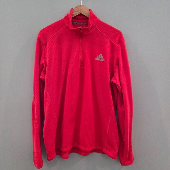 ADIDAS MENS RUNNING SWEATSHIRT SIZE XL RED COLOR WITH QUARTER ZIPPER - Picture 1 of 11